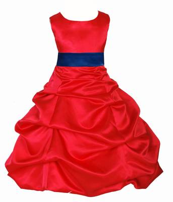 Red Plain Satin Kids Frocks 1