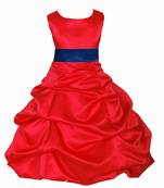 Red Plain Satin Kids Frocks