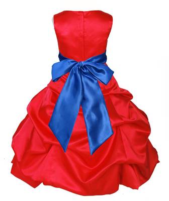 Red Plain Satin Kids Frocks 2