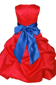 Red Plain Satin Kids Frocks