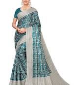 Green printed khadi saree with blouse