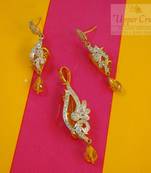 Deep Yellow Carved CZ Pendant Earring Jewellery