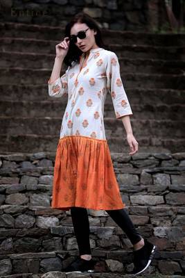 Dual Hand Dye Gathered A Line Kurta 1