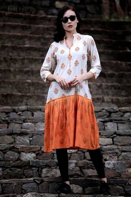Dual Hand Dye Gathered A Line Kurta 4