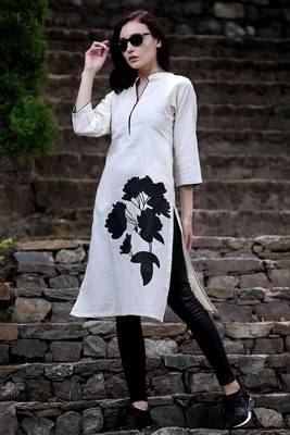 Black Blossom Cotton Kurta 1