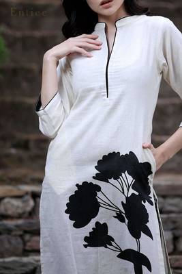 Black Blossom Cotton Kurta 3