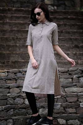 Vintage Pink Checkered Kurta 1