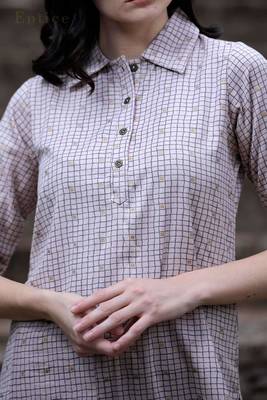 Vintage Pink Checkered Kurta 3