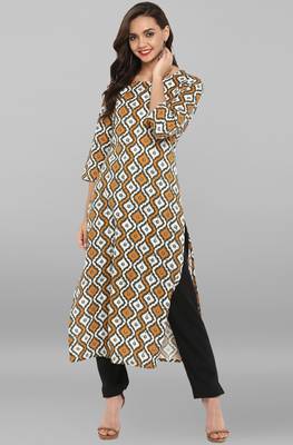 Janasya Multicolor printed cotton ethnic kurti with narrow pant 2