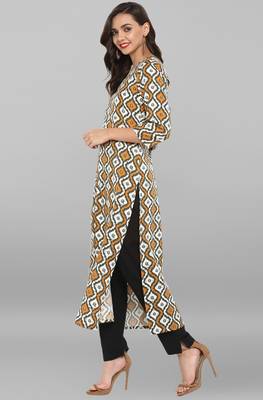 Janasya Multicolor printed cotton ethnic kurti with narrow pant 3