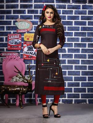Purple Embroidered Rayon Embroidered Kurtis 1