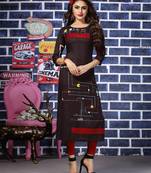 Purple Embroidered Rayon Embroidered Kurtis