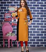 Orange Embroidered Rayon Embroidered Kurtis