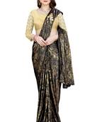 Gold printed lycra saree with blouse