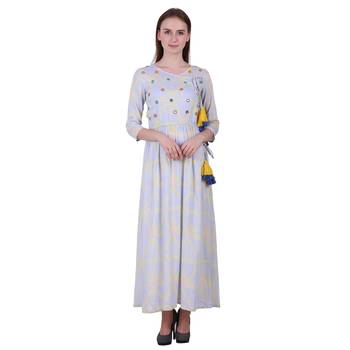 Multicolor Printed Rayon Long-Kurti  1