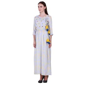 Multicolor Printed Rayon Long-Kurti  3
