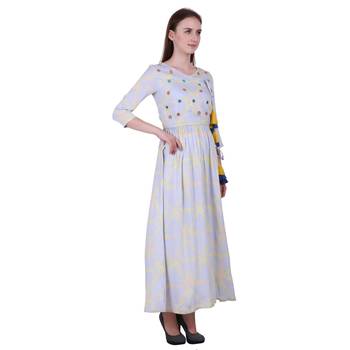 Multicolor Printed Rayon Long-Kurti  4
