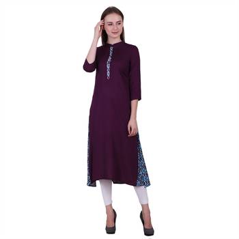 Wine Plain Rayon Ethnic Kurti 1