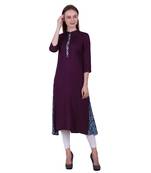 Wine Plain Rayon Ethnic Kurti