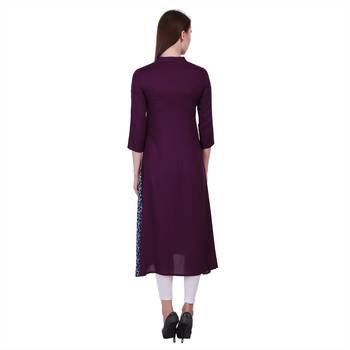 Wine Plain Rayon Ethnic Kurti 2