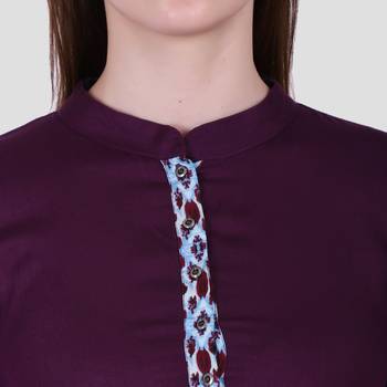 Wine Plain Rayon Ethnic Kurti 5