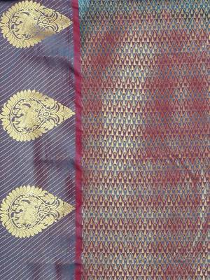 CLASSICATE From The House Of The Chennai Silks Women's Blue  Dharmavaram Silk Saree With Blouse 4
