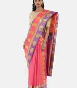 CLASSICATE From The House Of The Chennai Silks Women's Peach Dharmavaram Silk Saree With Blouse