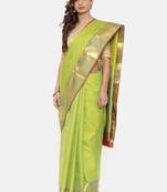 CLASSICATE From The House Of The Chennai Silks Women's Green Dharmavaram Silk Saree With Blouse