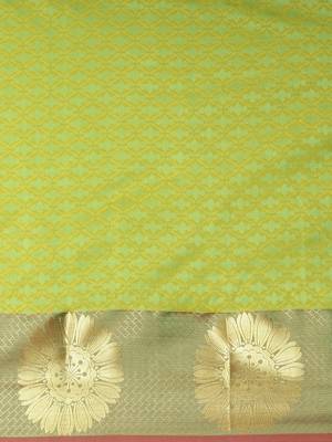 CLASSICATE From The House Of The Chennai Silks Women's Green Dharmavaram Silk Saree With Blouse 3