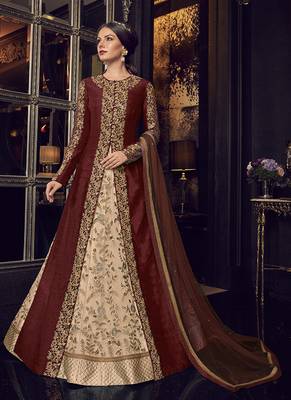 Scarlet-red embroidered silk salwar 1