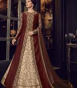 Scarlet-red embroidered silk salwar