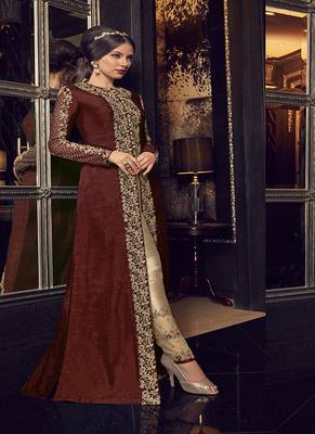 Scarlet-red embroidered silk salwar 2