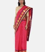 CLASSICATE From The House Of The Chennai Silks Women's Red Dharmavaram Silk Saree With Blouse