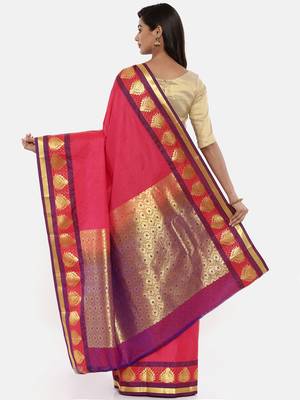 CLASSICATE From The House Of The Chennai Silks Women's Red Dharmavaram Silk Saree With Blouse 2