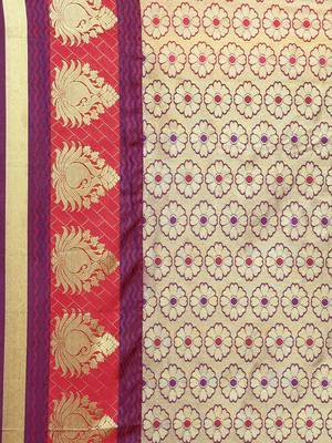 CLASSICATE From The House Of The Chennai Silks Women's Red Dharmavaram Silk Saree With Blouse 4