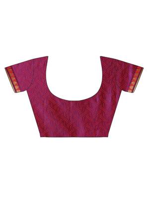 CLASSICATE From The House Of The Chennai Silks Women's Red Dharmavaram Silk Saree With Blouse 5