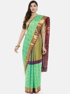 CLASSICATE From The House Of The Chennai Silks Women's Multicolor Dharmavaram Silk Saree With Blouse 1