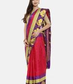 CLASSICATE From The House Of The Chennai Silks Women's Pink Dharmavaram Silk Saree With Blouse