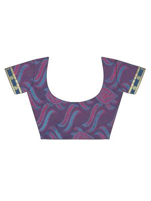 CLASSICATE From The House Of The Chennai Silks Women's Blue  Dharmavaram Silk Saree With Blouse 5