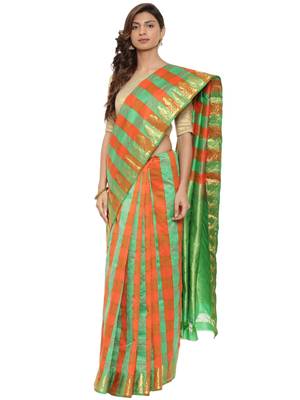 CLASSICATE From The House Of The Chennai Silks Women's Multicolor Dharmavaram Silk Saree With Blouse 1