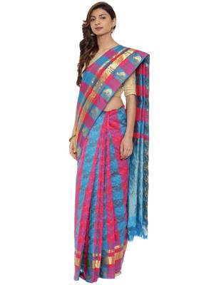 CLASSICATE From The House Of The Chennai Silks Women's Multicolor Dharmavaram Silk Saree With Blouse 1