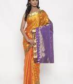 CLASSICATE From The House Of The Chennai Silks Women's Yellow Dharmavaram Silk Saree With Blouse