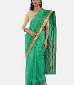 CLASSICATE From The House Of The Chennai Silks Women's Green Dharmavaram Silk Saree With Blouse