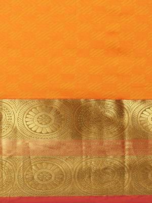 CLASSICATE From The House Of The Chennai Silks Women's Orange Dharmavaram Silk Saree With Blouse 3