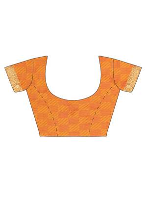 CLASSICATE From The House Of The Chennai Silks Women's Orange Dharmavaram Silk Saree With Blouse 5