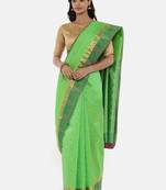 CLASSICATE From The House Of The Chennai Silks Women's Green Dharmavaram Silk Saree With Blouse