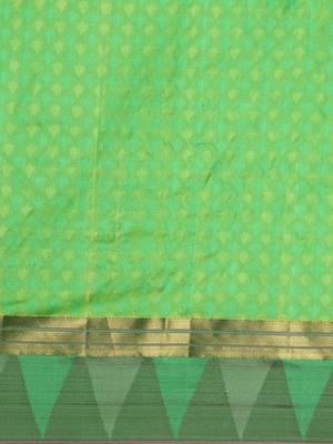 CLASSICATE From The House Of The Chennai Silks Women's Green Dharmavaram Silk Saree With Blouse 3