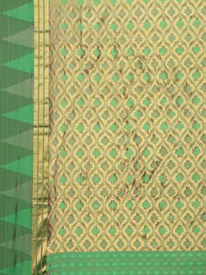 CLASSICATE From The House Of The Chennai Silks Women's Green Dharmavaram Silk Saree With Blouse 4