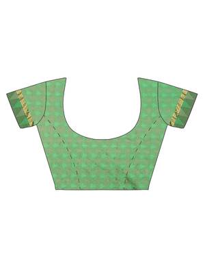 CLASSICATE From The House Of The Chennai Silks Women's Green Dharmavaram Silk Saree With Blouse 5