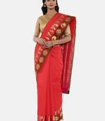 CLASSICATE From The House Of The Chennai Silks Women's Red Dharmavaram Silk Saree With Blouse